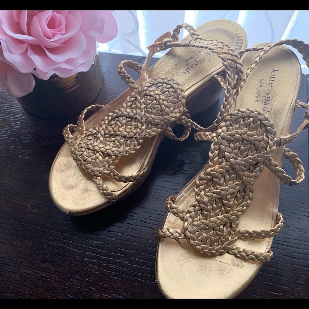 Kate spade ♠️ golden wedges